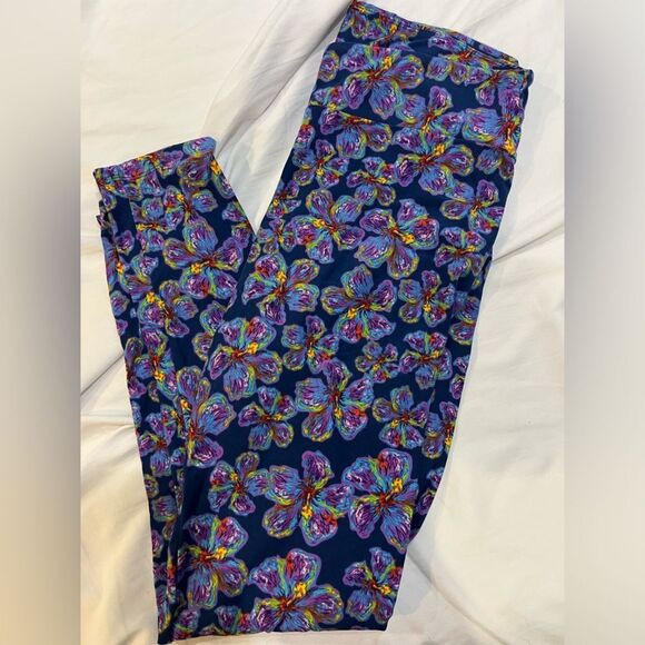 Lularoe Tall Curvy Leggings colorful floral - Picture 1 of 6